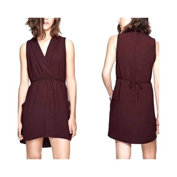 Wilfred Sabine Maroon Sleeveless Tie Dress - Picture 1 of 4